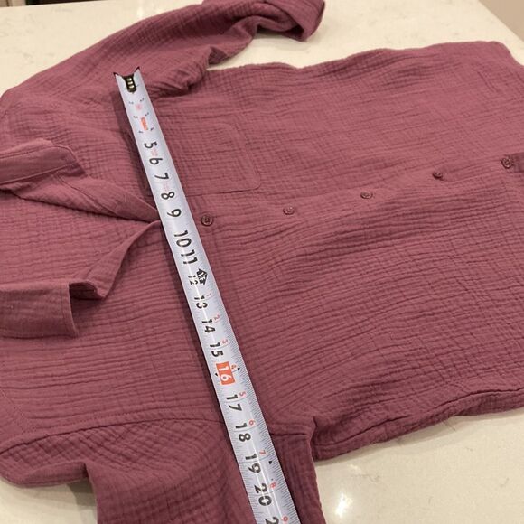 Anne Klein 100% cotton gauze Muslim purple button front long sleeve blouse small - Picture 5 of 8